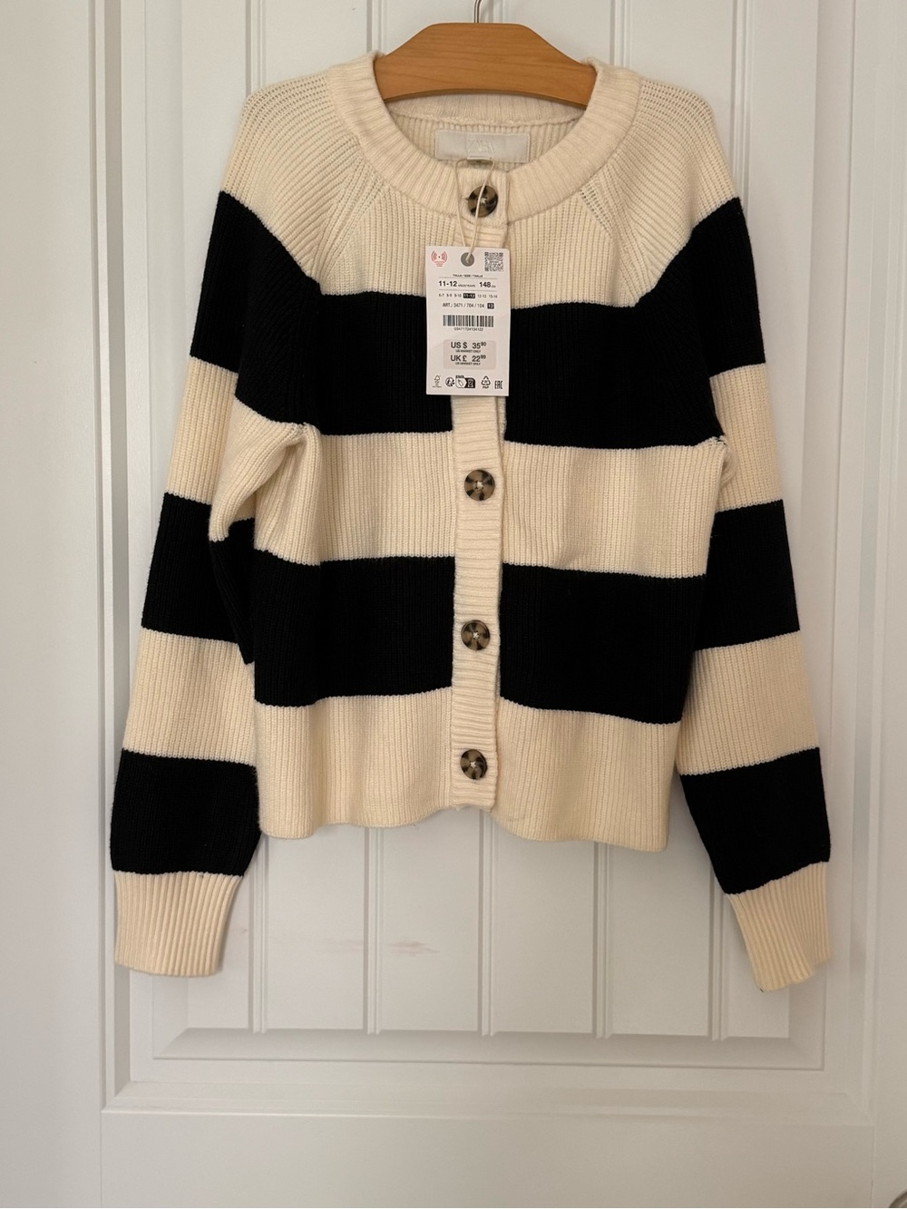 NWT Zara Girls Striped Knit Cardigan Sweater 11-12 Years